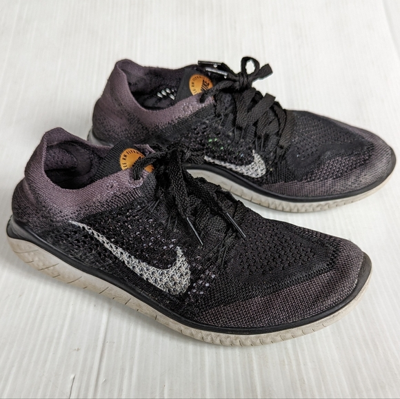 NIKE Free RN Flyknit 2018 Black Running Shoes Sneakers - Picture 4 of 12